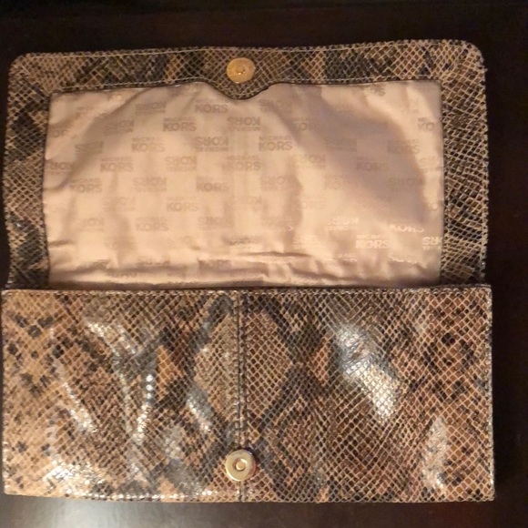 Michael Kors Gold Studded Snakeskin Leather Clutch - Picture 5 of 7